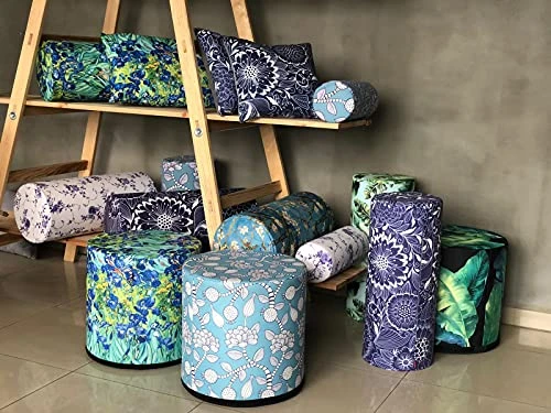 ZTOZZ Round Pouf Indoor - Printed Ottoman Foot Stool For Dining, Living Room Or Bedroom With Removable Cover - Platan Print 5 ZTOZZ Round Pouf Indoor - Printed Ottoman Foot Stool For Dining, Living Room Or Bedroom With Removable Cover - Platan Print - Image 5