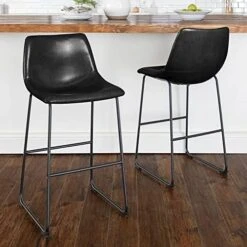 LEMBERI Faux Leather Dining Chairs Set Of 2, 18 Inch Kitchen & Dining Room Chairs,Mid Century Modern Dining Chairs With Backrest And Metal Legs, Comfortable Upholstered Seat Chairs (18,Black) -Songmics Furniture Shop 51omC3Pb0gL. AC