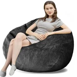 Bean Bag Chairs For Adults Memory Foam Filled Bean Bag Chairs, Big Ultra Supportive Stuffed Bean Bag With Ultra Soft Corduroy Cover, Multiple Sizes And Colors For Kids, Teens