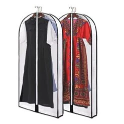 Clear Suits Covers,60" Clear Garment Bags 2 Packs For Closet Storage Hanging Clothes Storage Bags Loose Coat,Sweaters, Shirts,Plastic Protector For Evening Dress