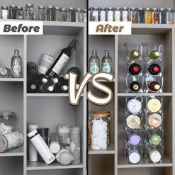 TIMIEEYA Wine Bottle Holder - 8PCS Stackable Acrylic Wine Rack Countertop, Wine & Water Bottle Organizer Wine Holder Stand For Kitchen Countertops, Table Top, Pantry, Fridge, Bars, Clear 8 TIMIEEYA Wine Bottle Holder - 8PCS Stackable Acrylic Wine Rack Countertop, Wine & Water Bottle Organizer Wine Holder Stand For Kitchen Countertops, Table Top, Pantry, Fridge, Bars, Clear -Songmics Furniture Shop 51ot7Q4r0PL