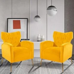 Sucrever Green Accent Chairs Set Of 2 With Armrests/Pillow, Upholstered Wingback Chair, Comfy Tufted Easy Stylish Velvet Accent Chair Set Of 2 For Bedroom Living Room Club And Fireplace 19 Sucrever Green Accent Chairs Set Of 2 With Armrests/Pillow, Upholstered Wingback Chair, Comfy Tufted Easy Stylish Velvet Accent Chair Set Of 2 For Bedroom Living Room Club And Fireplace -Songmics Furniture Shop 51p0pQjPBgL. AC