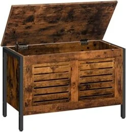 HOOBRO Storage Chest, Wooden Toy Chest, Retro Toy Box Organizer With Safety Hinge, Sturdy Storage Bench, Metal Frame, Supports 220 Lb, Louvered Door, Rustic Brown BF85CW01G1 -Songmics Furniture Shop 51p3cOQ9mDL. AC