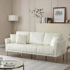 KIVENJAJA Velvet Loveseat Sofa, Channel Tufted 2-Seater Small Couch, Modern Love Seat With 2 Pillows For Living Room Bedroom Apartment, 55”W (Beige) 23 KIVENJAJA Velvet Loveseat Sofa, Channel Tufted 2-Seater Small Couch, Modern Love Seat With 2 Pillows For Living Room Bedroom Apartment, 55”W (Beige) -Songmics Furniture Shop 51p4fmRg5iL. AC