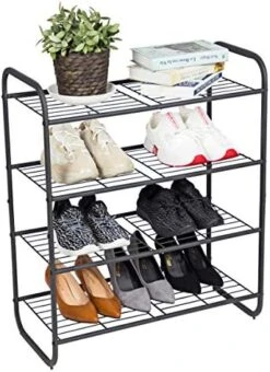 MAX Houser 2-Tier Metal Shoe Rack, Free Standing Shoe Storage Organizer, Wire Grid Shoe Tower For Closet Bedroom, Entryway, Gunmetal -Songmics Furniture Shop 51p6BskfF7L. AC