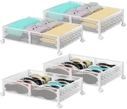 Under Bed Storage, Under The Bed Storage Containers With Wheels, Under Bed Shoe Storage Organizer Drawer, Tool-free Assembly Metal Underbed Storage Containers For Bedroom Clothes Shoes Blankets -2PCK -Songmics Furniture Shop 51p6lqEpQ3L. AC