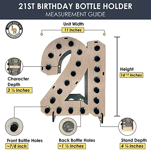 Mini Liquor Bottle Display Shelf For 21st Birthday Decorations For Her Or Him | Available In Three Colors | Made In USA | 21 Black 3 Mini Liquor Bottle Display Shelf For 21st Birthday Decorations For Her Or Him | Available In Three Colors | Made In USA | 21 Black - Image 3