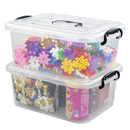 Bringer 2-Pack Plastic Storage Boxes, 8 L Clear Latch Boxes 1 Bringer 2-Pack Plastic Storage Boxes, 8 L Clear Latch Boxes
