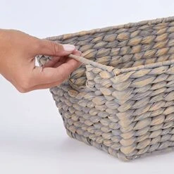 MDesign Natural Woven Hyacinth Closet Storage Organizer Basket Bin For Kitchen Cabinets, Pantry, Bathroom, Laundry Room, Closets, Garage - 4 Pack - Gray 10 MDesign Natural Woven Hyacinth Closet Storage Organizer Basket Bin For Kitchen Cabinets, Pantry, Bathroom, Laundry Room, Closets, Garage - 4 Pack - Gray -Songmics Furniture Shop 51pG1GbwgQL
