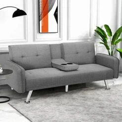IULULU Futon Sofa Bed, Modern Convertible Armless Sleeper Couch Daybed For Studio, Apartment, Office, Small Space, Compact Living Room, Sage Grey -Songmics Furniture Shop 51pG6OPBnEL. AC