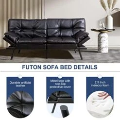 MUUEGM Futon Sofa Bed,Memory Foam Modern Convertible Couch Bed,Folding Futon Sleeper Couch With Compact Living Space,Apartment,Dorm,Bonus Room,71" D X 33" W X 31.5" H,Black 12 MUUEGM Futon Sofa Bed,Memory Foam Modern Convertible Couch Bed,Folding Futon Sleeper Couch With Compact Living Space,Apartment,Dorm,Bonus Room,71" D X 33" W X 31.5" H,Black -Songmics Furniture Shop 51pHjXFPzLL