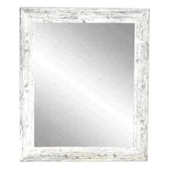 BrandtWorks Barn Wood Vanity Wall Mirror, 32" X 38", Heavy Distressed White/Gray