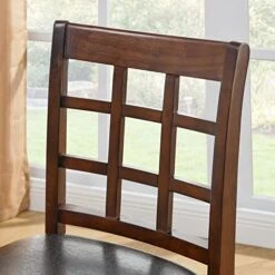 Merax 5-Piece Wooden Dining Set, Faux Marble Top Counter Height Dining Room Table And 4 PU Leather-Upholstered Dining Chairs With Footrest, Dark Brown -Songmics Furniture Shop 51pI1arIdJL