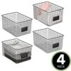 MDesign Large Metal Farmhouse Storage Organizer Bin Baskets With Label Slot For Closet, Cabinet, Cupboard - Wire Organizing Basket Holds Clothing, Linens, Shoes, Omaha Collection, 4 Pack, Matte Black