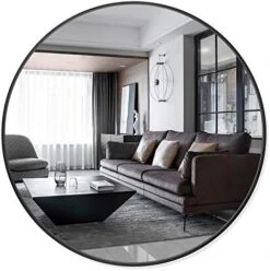 PexFix 36'' Wall Round Mirror, Wall-Mounted Mirror Decorative Mirror Aluminum Alloy Frame, Beveled Accent Mirror Large Round Mirror For Bedroom, Bathroom Entryway, Vanity, Dining Room(Black) 16 PexFix 36'' Wall Round Mirror, Wall-Mounted Mirror Decorative Mirror Aluminum Alloy Frame, Beveled Accent Mirror Large Round Mirror For Bedroom, Bathroom Entryway, Vanity, Dining Room(Black) -Songmics Furniture Shop 51pPbRpX9wL. AC