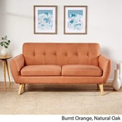 Christopher Knight Home Josephine Mid-Century Modern Petite Fabric Sofa, Burnt Orange / Natural -Songmics Furniture Shop 51pVdAwv0LL
