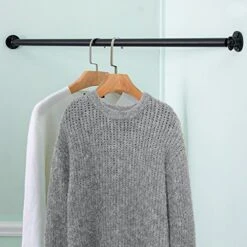 MyGift 33 Inch Matte Black Wall Mounted Metal Corner Clothing Hanging Bar, Garment Rack, Set Of 2