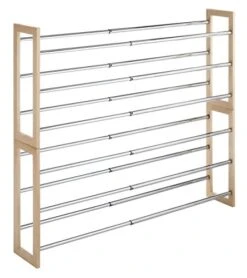 Whitmor 3 Tier Expandable Shoe Rack -Stackable - Natural Wood And Chrome -Songmics Furniture Shop 51pYBhGHduL