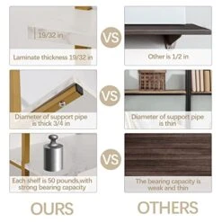 5-Tier Industrial Ladder Shelf Rustic Wall Mounted Metal Frame Bookshelf, Multi-Use Open Shelf For Storage Organizer Plants Rack For Office And Home, Living Room, Bedroom - White Marble Board -Songmics Furniture Shop 51pYIp4okNL