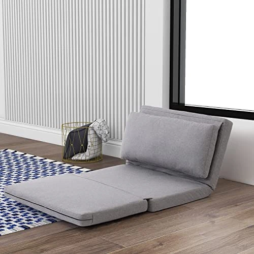 GENERIC Convertible Futon Sofa Bed 4 In 1 Multi-Function Single Floor Sleeper Chair With Adjustable Backrest For Living Apartment Dorm Grey Modern Contemporary Solid Fabric 2 GENERIC Convertible Futon Sofa Bed 4 In 1 Multi-Function Single Floor Sleeper Chair With Adjustable Backrest For Living Apartment Dorm Grey Modern Contemporary Solid Fabric - Image 2