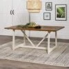 Walker Edison Modern Farmhouse Dining Table Wood Small Dining Room Table Sets Dining Chairs. 72 Inch. White And Rustic Oak