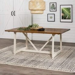 Walker Edison Modern Farmhouse Small Kitchen Furniture Dining Room Table Wood, 72 Inch, Grey And Brown -Songmics Furniture Shop 51pbndEAiNL. AC 1