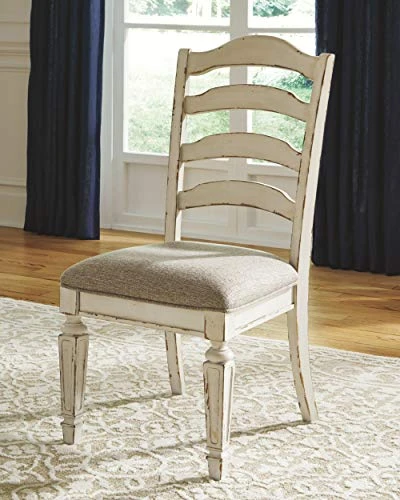 Signature Design By Ashley Realyn Dining Room Upholstered Chair 2 Count, Antique White 2 Signature Design By Ashley Realyn Dining Room Upholstered Chair 2 Count, Antique White - Image 2