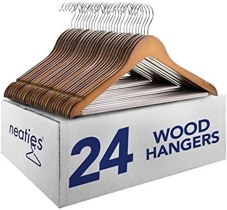 Neaties Wood Hangers 24 Pack - Grade A Wooden Hangers Bulk, Anti-Rust Swivel Hook - Non-Slip Smooth Finish - Double Notch Feature - Durable And Stylish Clothes Hangers Wood (Natural 24 Pack) 10 Neaties Wood Hangers 24 Pack - Grade A Wooden Hangers Bulk, Anti-Rust Swivel Hook - Non-Slip Smooth Finish - Double Notch Feature - Durable And Stylish Clothes Hangers Wood (Natural 24 Pack) - Image 10
