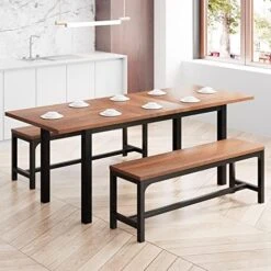 IPormis 63" Extendable Dining Table Set For 4-8 People, 3-Piece Kitchen Table Set With Metal Frame And Wood Board, Space Saving Dinette For Dining Room, Laminate Finished, Easy Clean, Walnut 19 IPormis 63" Extendable Dining Table Set For 4-8 People, 3-Piece Kitchen Table Set With Metal Frame And Wood Board, Space Saving Dinette For Dining Room, Laminate Finished, Easy Clean, Walnut -Songmics Furniture Shop 51poDDpYbUL. AC