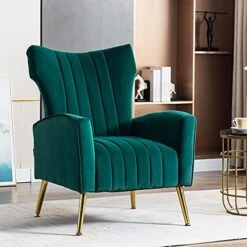 Artechworks Curved Tufted Accent Chair With Metal Gold Legs Velvet Upholstered Arm Club Leisure Modern Chair For Living Room Bedroom Patio, Caramel Color, Orange -Songmics Furniture Shop 51pogE4U1 L. AC