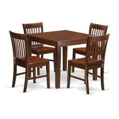 EAST WEST FURNITURE 5 PC Kitchen Table Set With A Table And 4 Dining Chairs In Mahogany.