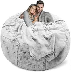 LapEasy Giant Bean Bag Chair Cover(Cover Only,No Filler),Oversized Round Soft Fluffy PV Velvet Washable Lazy Sofa Bean Bag Bed Cover For Adults, Living Room Bedroom Furniture Outside Cover(Drak Grey) -Songmics Furniture Shop 51psFyd8kVL. AC