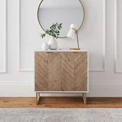 Nathan James Enloe Modern Storage, Free Standing Accent Cabinet With Doors In A Rustic Fir Wood Finish Powder-coated Metal Base For Hallway, Entryway Or Living Room, White/Gold -Songmics Furniture Shop 51psMP7KyzL
