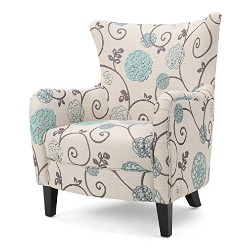 Christopher Knight Home Arabella Fabric Club Chair, White And Blue Floral 29.1D X 29.9W X 36.6H In 2 Christopher Knight Home Arabella Fabric Club Chair, White And Blue Floral 29.1D X 29.9W X 36.6H In - Image 2