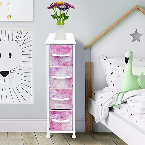 Sorbus Kids Narrow Dresser With 4 Drawers - Vertical Slim Storage Chest Of Drawers With Steel Frame, Wood Top & Easy Pull Fabric Bins For Small Spaces, Closets, Bedroom, Bathroom & Laundry 2 Sorbus Kids Narrow Dresser With 4 Drawers - Vertical Slim Storage Chest Of Drawers With Steel Frame, Wood Top & Easy Pull Fabric Bins For Small Spaces, Closets, Bedroom, Bathroom & Laundry - Image 2