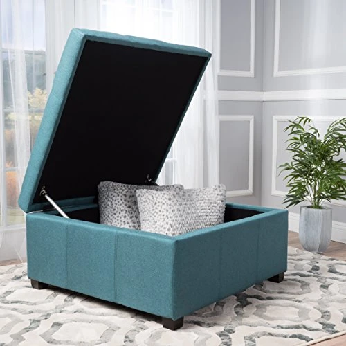 GDFStudio Christopher Knight Home Carlsbad Fabric Storage Ottoman, Dark Teal 1 GDFStudio Christopher Knight Home Carlsbad Fabric Storage Ottoman, Dark Teal