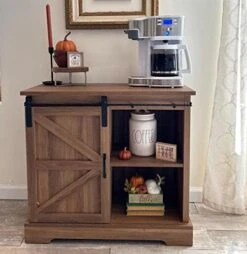 PHI VILLA Farmhouse Coffee Bar Cabinet - Sliding Barn Door Kitchen Sideboard Buffet Storage Cabinet -Songmics Furniture Shop 51py0H0UumL. AC