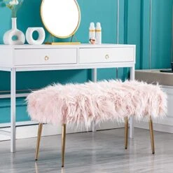 Chairus Faux Fur Entryway Bench Small Shaggy Furry Ottoman Bench For Bedroom Living Room, Pink 14 Chairus Faux Fur Entryway Bench Small Shaggy Furry Ottoman Bench For Bedroom Living Room, Pink -Songmics Furniture Shop 51q2qjmNsRL