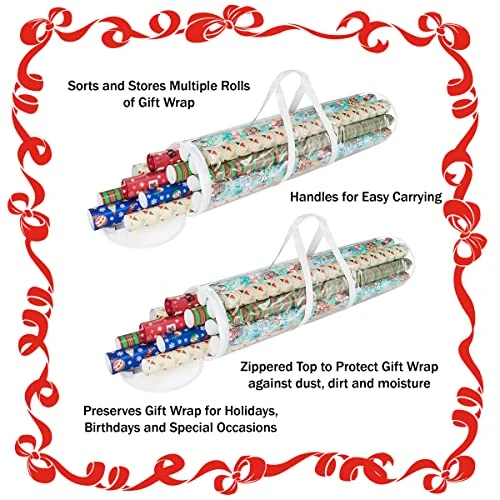 Elf Stor 83-DT5054 Gift Wrap Storage Bags Holds 40-Inch Rolls Of Paper-2 Pack, Clear,X-Large 3 Elf Stor 83-DT5054 Gift Wrap Storage Bags Holds 40-Inch Rolls Of Paper-2 Pack, Clear,X-Large - Image 3