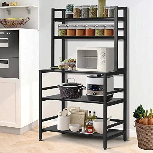 Rotihom Bakers Rack, Industrial Microwave Oven Stand With Shelf, Kitchen Utility Storage Shelf, Coffee Station, Bakers Racks For Kitchens With Storage, Rustic Brown/Black (Style 1 -Black) 7 Rotihom Bakers Rack, Industrial Microwave Oven Stand With Shelf, Kitchen Utility Storage Shelf, Coffee Station, Bakers Racks For Kitchens With Storage, Rustic Brown/Black (Style 1 -Black) - Image 7