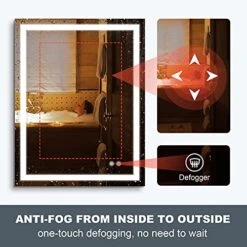 VENETIO Backlit LED Bathroom Mirror With Light And Anti Fog Design, 36x28 Inch Lighted Makeup Mirror, Large Wall Mounted Vanity Mirror For Housewarming Gift (Rectangle) 10 VENETIO Backlit LED Bathroom Mirror With Light And Anti Fog Design, 36x28 Inch Lighted Makeup Mirror, Large Wall Mounted Vanity Mirror For Housewarming Gift (Rectangle) -Songmics Furniture Shop 51qA8fLxaLS