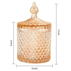 YOUDirect Apothecary Jars, 20 OZ Glass Jars With Lids, Luxurious Crystal Bathroom Canisters Storage Organizer For Bath Salts/Bombs Cotton Balls/Swabs/Makeup Sponges (Rose Gold) -Songmics Furniture Shop 51qGHkvZJrL