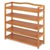 HAPPYGRILL Shoe Rack 5-Tier Entryway Shoe Shelf Acacia Wood Storage Organizer Free Standing Shelves