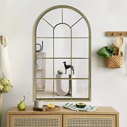 HQiJun Wall Mirror Window Decorative Mirrors Arched Farmhouse For Living Room Bedroom Entryway Bathroom Vanity (41.3” X0.9”x24”) 6 HQiJun Wall Mirror Window Decorative Mirrors Arched Farmhouse For Living Room Bedroom Entryway Bathroom Vanity (41.3” X0.9”x24”) - Image 6
