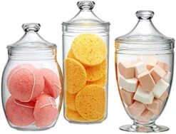 Amazing Abby - Adore - Acrylic Apothecary Jars (3-Piece Set), Plastic Jars With Lids, Bathroom Canisters, Vanity Organizers, Candy Buffet, Wedding Display, BPA-Free And Shatter-Proof -Songmics Furniture Shop 51qJ8M sT3L. AC