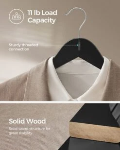 SONGMICS Wooden Hangers, 20-Pack Wood Coat Hangers With Shoulder Notches, Swivel Hook, Non-Slip For Jackets, Shirts, Suits, Black And Silver UCRW02B-20 -Songmics Furniture Shop 51qNCuyuVJL