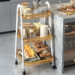 Kitchen Storage Counter Kitchen Trapezoidal Rack Floor-to-Ceiling Multi-Layer Trolley Storage Rack Removable Household (Green) 11 Kitchen Storage Counter Kitchen Trapezoidal Rack Floor-to-Ceiling Multi-Layer Trolley Storage Rack Removable Household (Green) -Songmics Furniture Shop 51qYVhfzZyL