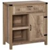 HOMCOM Farmhouse Sideboard Buffet Cabinet, Rustic Barn Door Kitchen Cabinet, Accent Cabinet With Storage For Living Room