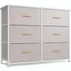 CubiCubi Dresser For Bedroom, 6 Drawer Storage Organizer Tall Wide Dresser For Bedroom Hallway, Sturdy Steel Frame Wood Top, Light Grey