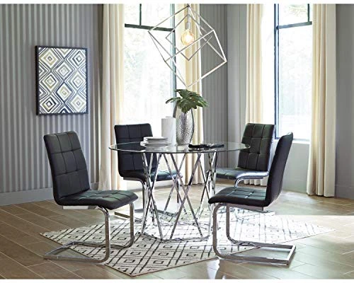 Signature Design By Ashley Madanere Round Contemporary Dining Room Table, Chrome Finish 2 Signature Design By Ashley Madanere Round Contemporary Dining Room Table, Chrome Finish - Image 2